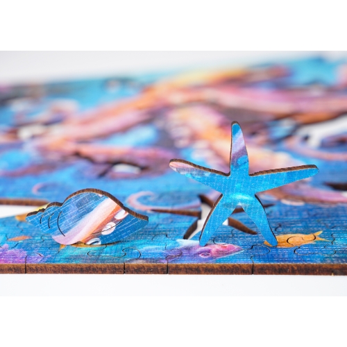 Puzzle Drewniane 25 x 25 cm Ośmiornica 155 Elementów Układanka Drewniana